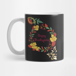 Thanksgiving Red and Yellow Floral Print Mug